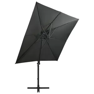 Berkfield Cantilever Umbrella with Pole and LED Lights Anthracite 250 cm