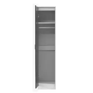 REFLECT 1 Door Plain Wardrobe in Gloss Grey Door Fronts and Matt White Carcass