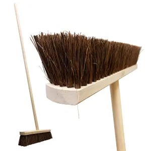 18" Outdoor Broom Heavy Duty Stiff Yard Brush and Handle