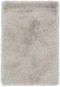 Handmade Modern Plain Silver Shaggy Sparkle Easy to clean Rug for Bed Room Living Room and Dining Room-100cm X 150cm