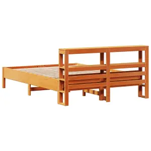 Berkfield Bed Frame without Mattress Wax Brown 135x190 cm Double Solid Wood Pine