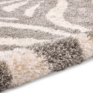 Ivory/Grey Abstract Modern Easy to Clean Rug for Living Room Bedroom and Dining Room-160cm X 220cm