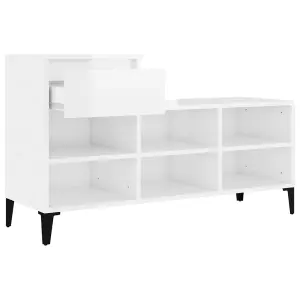 Berkfield Shoe Cabinet High Gloss White 102x36x60 cm Engineered Wood