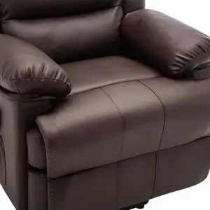 Loxley Single Motor Electric Riser Rise Recliner Bonded Leather Armchair Electric Lift Chair (Brown)