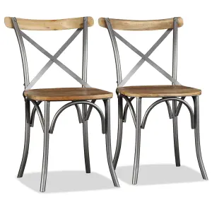 Berkfield Dining Chairs 4 pcs Solid Mango Wood and Steel Cross Back