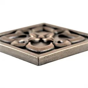 (Pack of 4 Tiles) Niche Tiles Crown Metal Champagne Bronze 9.5cm. x 9.5cm. Handmade Decorative Tile