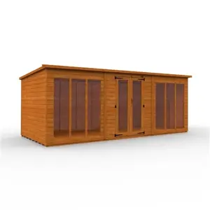 18ft x 8ft (5350mm x 2350mm) Horsforth Shiplap Full Pane Pent Retreat Summerhouse with 6 Windows