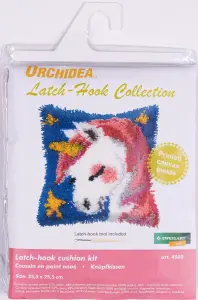 L/HK CUSHION UNICORN - Latch Hook Kit: Cushion: Small: Unicorn - Orchidea