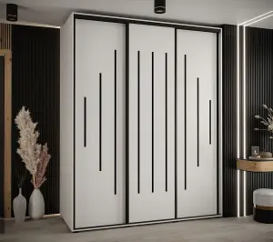 Cannes XII Sliding Door Wardrobe W200cm - Bright White Storage for Contemporary Living