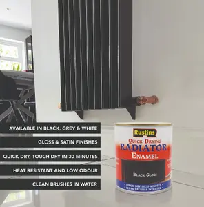 Rustins Quick Drying Radiator Enamel Gloss - Black 250ml