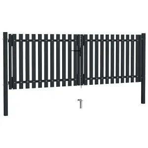 Berkfield Double Door Fence Gate Steel 306x150 cm Anthracite