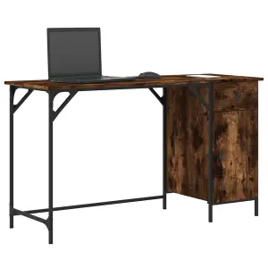 Berkfield Computer Desk Smoked Oak 131x48x75 cm Engineered Wood