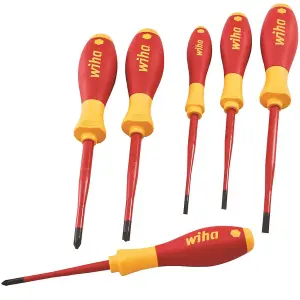 Wiha Phillips Slotted Pozidrive 6pc Screwdriver Set 1000v VDE Electrician 38362