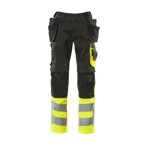 Mascot Safe Supreme Trousers with Holster Pockets (Black/Hi-Vis Yellow)  (36.5) (Leg Length - Short)