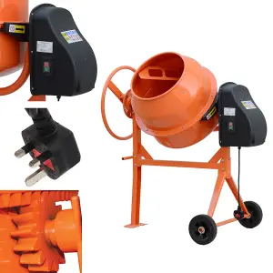 450W 220V Cement Mixer 120 L Electric Portable Cement Concrete Mixer with Wheels,Orange