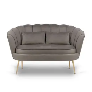 2 Seater Loveseat Small Sofa in Dark Grey Velvet