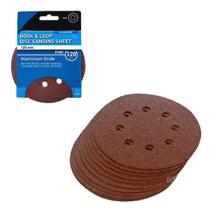 5 x Hook and Loop 125mm Sanding Disc Sheets 120 Grit Palm Sander Orbital Pads