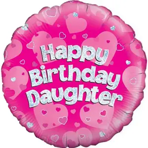 Oaktree 18 Inch Happy Birthday Daughter Pink Foil Party Balloon Pink (One Size)