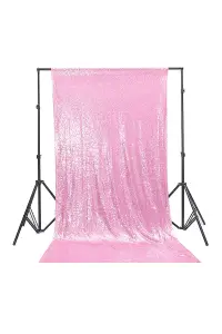 Neel Blue Shiny Fabric Sequin Backdrop Glitter Curtain, Baby Pink - 4ft x 9ft