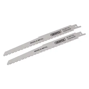 Draper  Bi-metal Reciprocating Saw Blades for Multi-Purpose Cutting, 200mm, 6-12tpi (Pack of 2) 43065