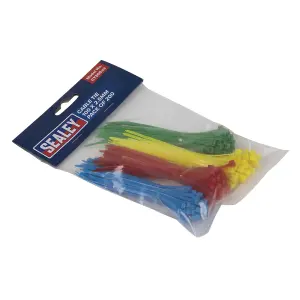 Sealey 100mm x 2.5mm Cable Zip Tie Assortment Four Colours - Pack of 200 CT200