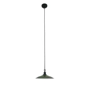 Luminosa Lang 1 Light Dome Ceiling Pendant White, Green, E27