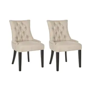 Baumgarten Upholstered Dining Chair (Set of 2) Ecru / Espresso