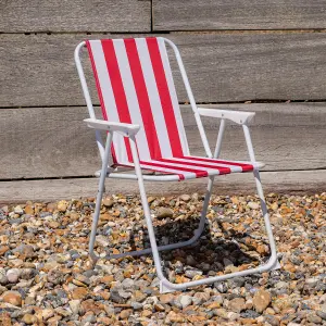 Harbour Housewares - Folding Metal Beach Chair - Red Stripe