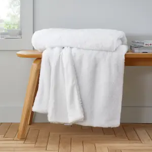 Catherine Lansfield Cosy Glamour Fur 130x170 cm Blanket Throw White