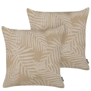 Set of 2 Cushions RUBUS Jute 45 x 45 cm Plant Beige