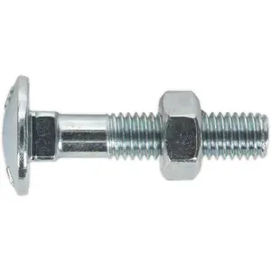 50-Pack Zinc Plated Coach Bolt and Nut Set - M8 x 40mm - Durable DIN 603 Standard