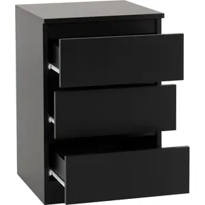 Braunstein 3 Drawer Bedside Table Black