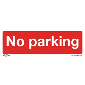 Self-Adhesive No Parking Health & Safety Sign - 300mm x 100mm Warning Sticker