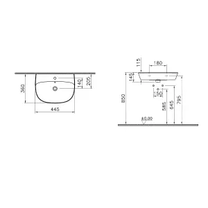 UK Bathrooms essentials VitrA Zentrum 45 cm basin and semi pedetal