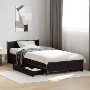 Berkfield Bed Frame with Drawers without Mattress Black 90x200 cm