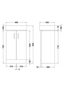 Two Door Cloakroom Vanity Ceramic Basin Unit in Gloss White Finish