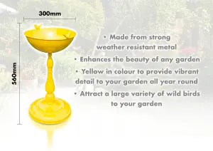 Outdoor Garden Free Standing Weatherproof Bird Design Pedestal Yellow Bird Bath