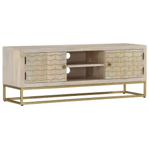 Berkfield TV Cabinet 110x30x40 cm Solid Bleached Wood Mango