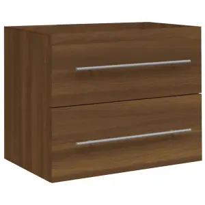 Berkfield Sink Cabinet with Built-in Basin Brown Oak Engineered Wood