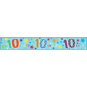 Simon Elvin 10th Birthday Foil Banner (6 Pack) Turquoise/Multicoloured (2.5m)