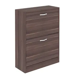 Vida Designs 2 Drawer Shoe Storage Cabinet Walnut