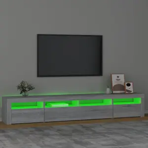 Berkfield TV Cabinet with LED Lights Grey Sonoma 240x35x40 cm