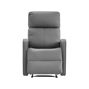 Manual Reclining Armchair in Grey Leather - Parma