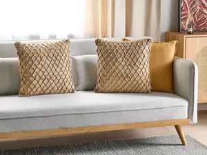 Set of 2 Cushions COLLOMIA Boucle 45 x 45 cm Geometric Beige