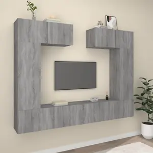 Berkfield 6 Piece TV Cabinet Set Grey Sonoma Engineered Wood