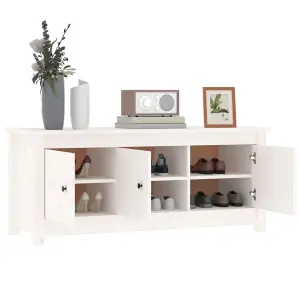 Berkfield Shoe Cabinet White 110x38x45.5 cm Solid Wood Pine