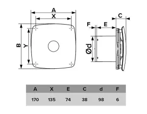 Dark Grey Bathroom Extractor Fan 100mm with Non-Return Valve