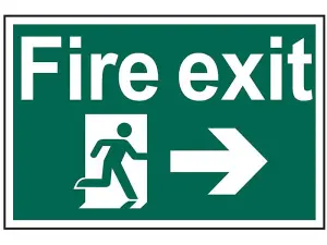 Durable Scan Fire Exit Running Man Sign with Right Arrow - 300mm x 200mm PVC