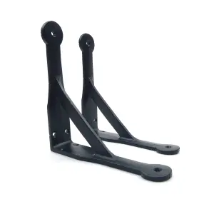 Oakcrafts - Pair of Antique Cast Iron Gallows Shelf Brackets in Epoxy Black Finish - 150mm x 150mm