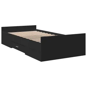 Berkfield Bed Frame with Drawers without Mattress Black 75x190 cm Small Single